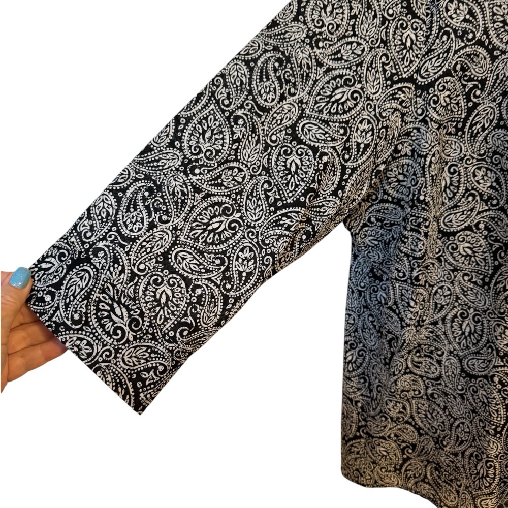 Coldwater Creek NO IRON Black/White Paisley Button Down Shirt PLUS: 3X #9 - Picture 3 of 8